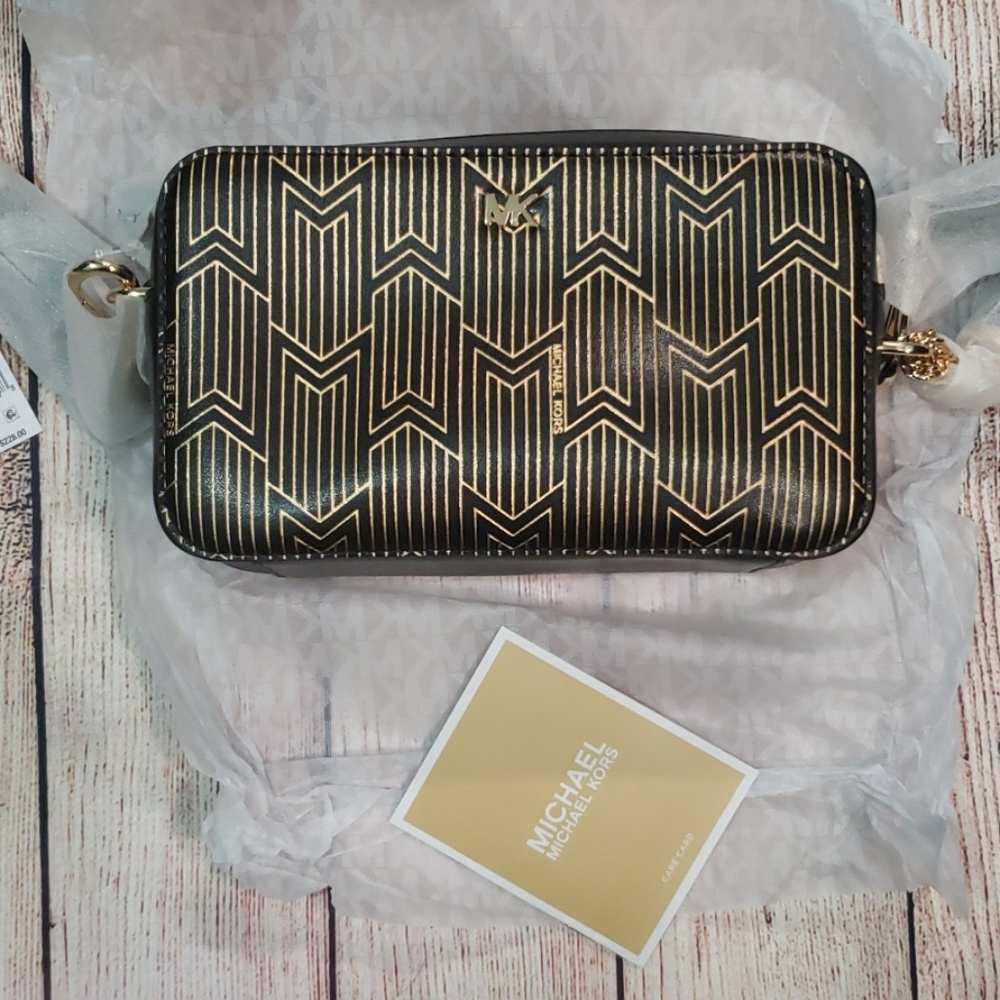 Gold and Black Michael Kors Crossbody with tassle
